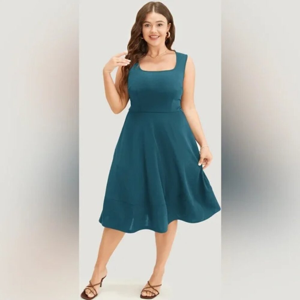 NWT 10 M BloomChic Blue Sleeveless Ruffle Hem Tank Dress